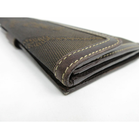 Prada Logo Double Hook Bifold Wallet Brown Jacquard - Picture 6 of 12